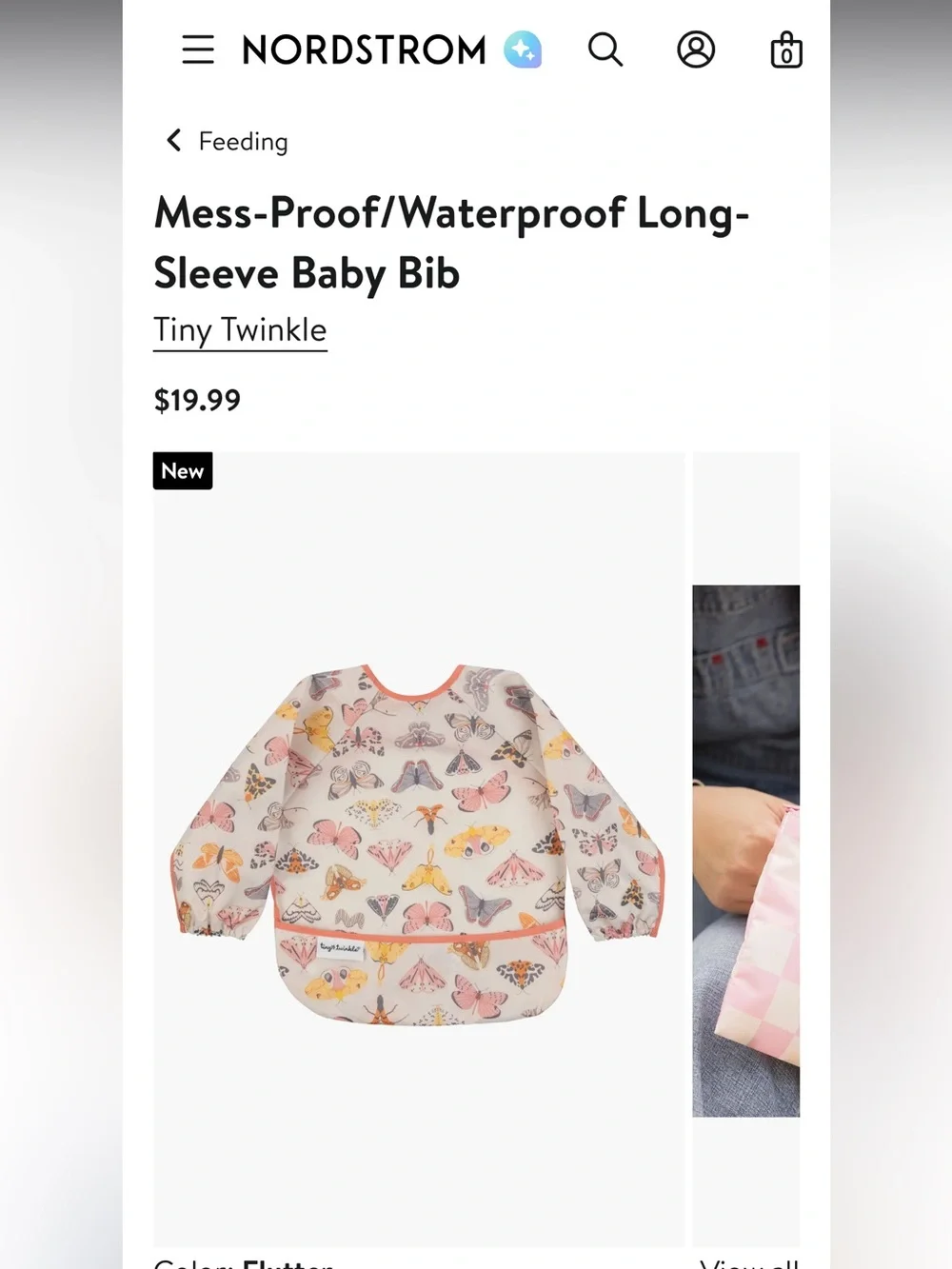 TINY TWINKLE Tiny Twinkle Mess Long Sleeve Bib Apron Art Food Butterfly Moth